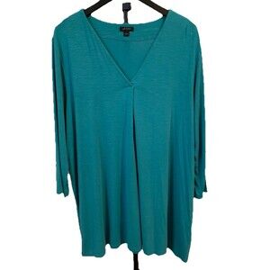 J. Jill Wearever Tunic Womens XL Teal V Neck Coastal Minimalist Beachwear Comfy